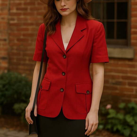 Vintage VTG Two Roads short sleeves blazer red size M 90s cosplay - Picture 1 of 9